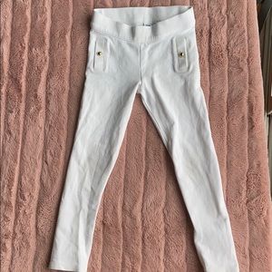 Janie and Jack white leggings with button detail
